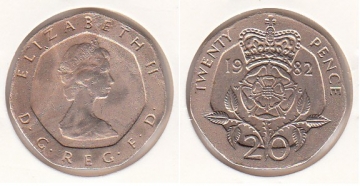 20 Pence Großbritannien 1982
