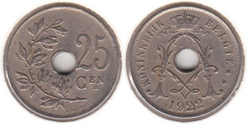 25 Centimes Belgien 1922