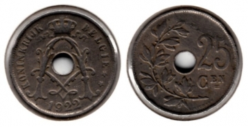 25 Centimes Belgien 1922