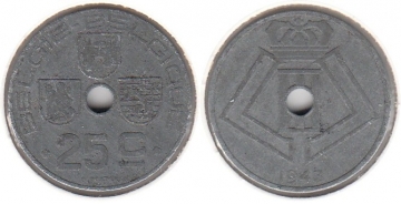 25 Centimes Belgien 1943