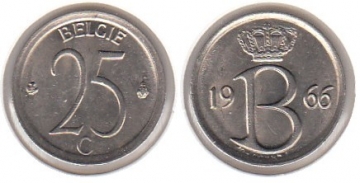 25 Centimes Belgien 1966