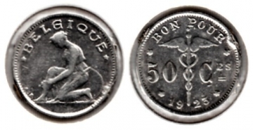 50 Centimes Belgien 1923