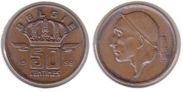 50 Centimes Belgien 1958