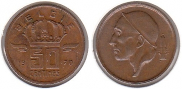 50 Centimes Belgien 1970