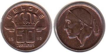 50 Centimes Belgien 1982