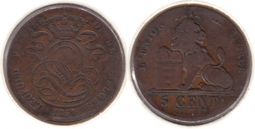 5 Centimes Belgien 1851