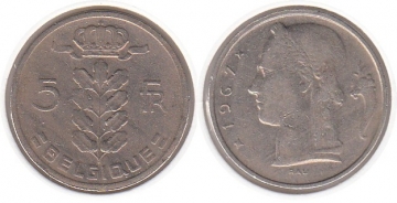 5 Francs Belgien 1967