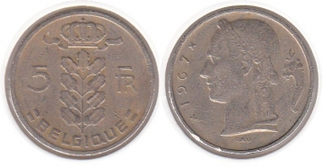 5 Francs Belgien 1967