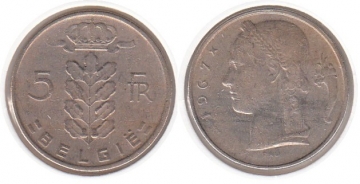 5 Francs Belgien 1967