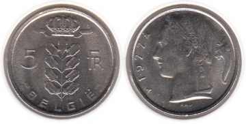 5 Francs Belgien 1977