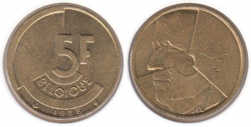 5 Francs Belgien 1986