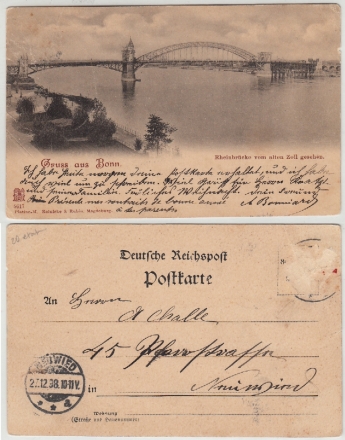 AK Bonn, Rheinbrücke alter Zoll