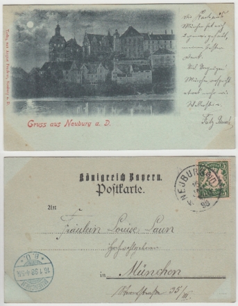 AK Neuburg an der Donau, Mondschein