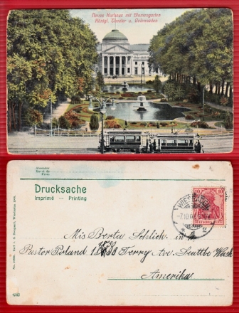 AK Wiesbaden, Neues Kurhaus mit Blumengarten