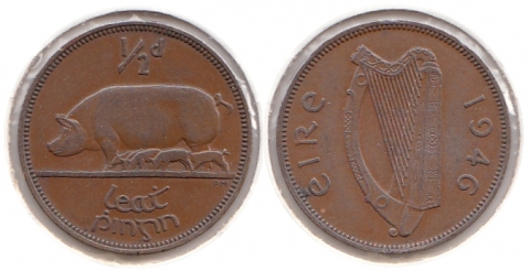 1 halber Penny Irland 1946