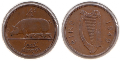 1 halber Penny Irland 1949