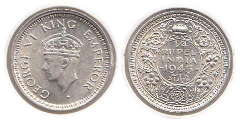 1/4 Rupie Britisch Indien 1945B
