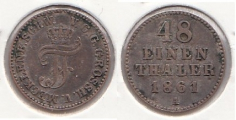 1/48 Thaler Mecklenburg-Schwerin 1861 A
