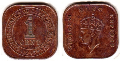 1 Cent Britisch Malaya 1945