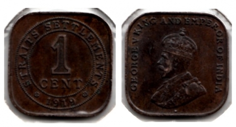1 Cent Straits Settlements 1919