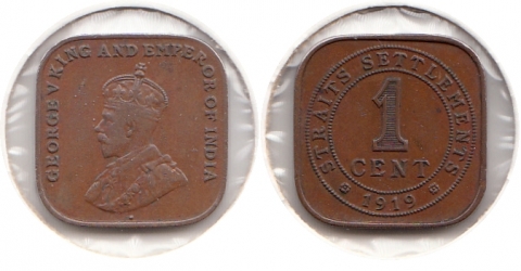 1 Cent Straits Settlements 1919
