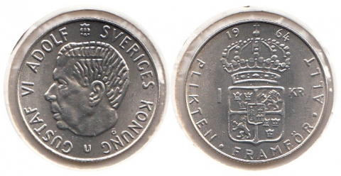 1 Krone Schweden 1964 U