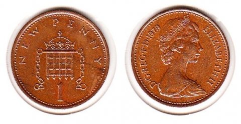 1 New Penny Großbritannien 1979