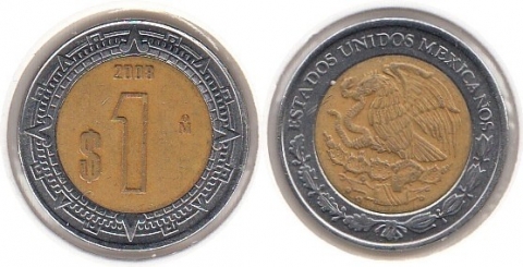1 Peso Mexiko 2008