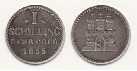 1 Schilling Hamburg 1855