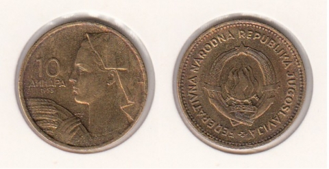10 Dinara Jugoslawien 1955