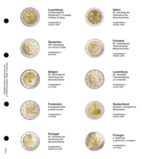 Vordruckblatt für 2 Euro-Gedenkmünzen, Blatt 4