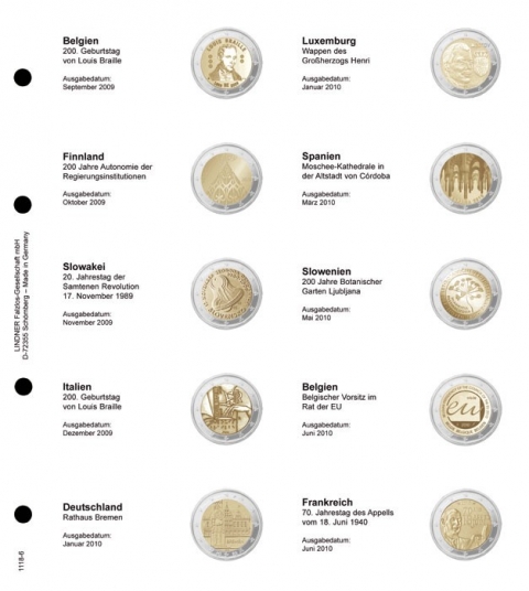 Vordruckblatt für 2 Euro-Gedenkmünzen, Blatt 6