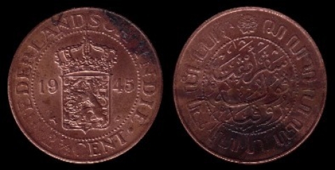 2 1/2 Cent Niederländisch Ostindien 1945