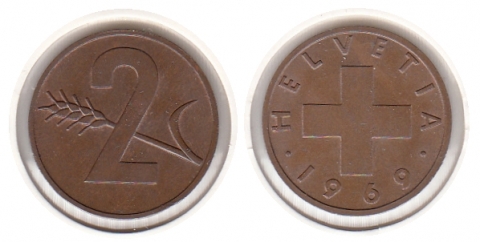 2 Rappen Schweiz 1969