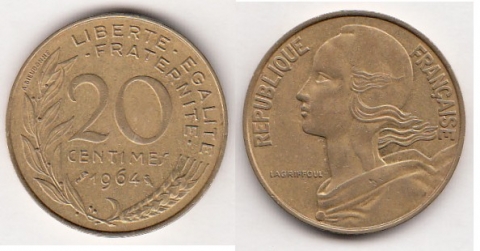 20 Centimes Frankreich 1964