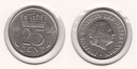 25 Cent Niederlande 1950