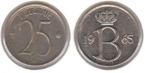25 Centimes Belgien 1965