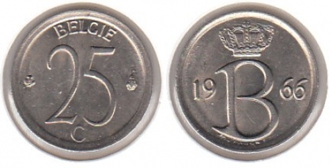 25 Centimes Belgien 1966