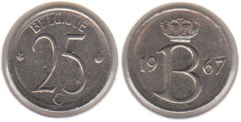 25 Centimes Belgien 1967
