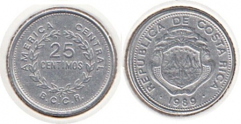 25 Centimos Costa Rica 1989