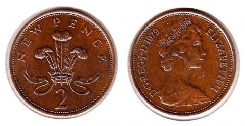 2 New Pence Großbritannien 1979