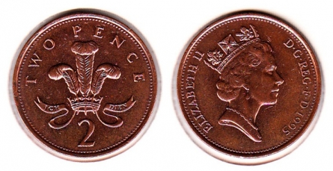 2 Pence Großbritannien 1995