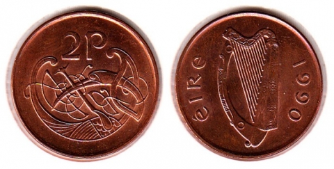 2 Pence Irland 1990