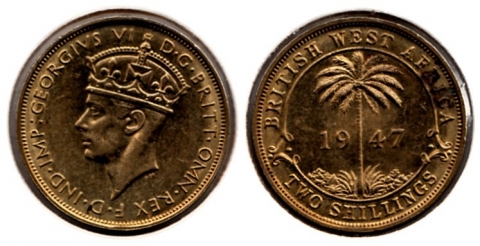 2 Schilling Britisch Westafrika 1947