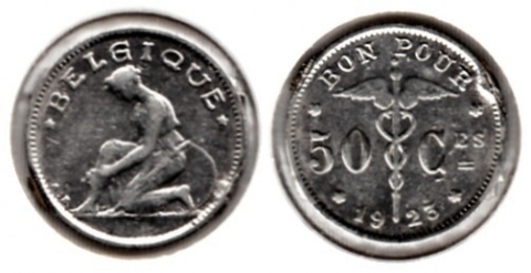 50 Centimes Belgien 1923