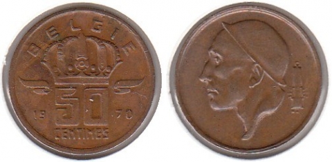 50 Centimes Belgien 1970