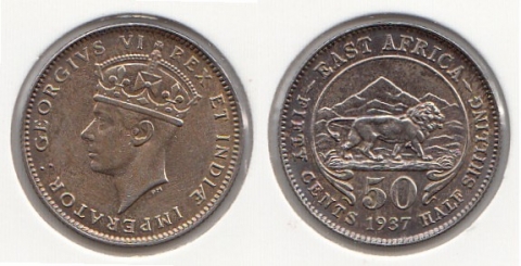 50 Cents Britisch Ostafrika 1937H