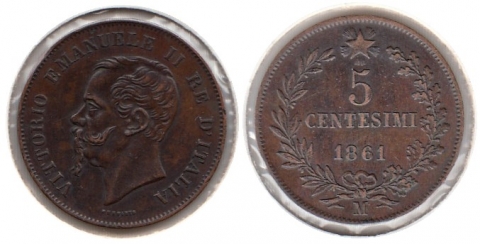 5 Centesimi Italien 1861M