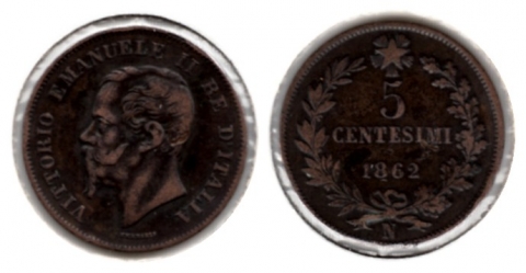 5 Centesimi Italien 1862N