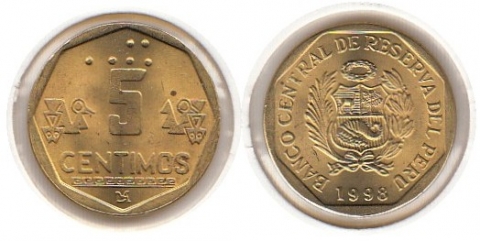 5 Centimos Peru 1998